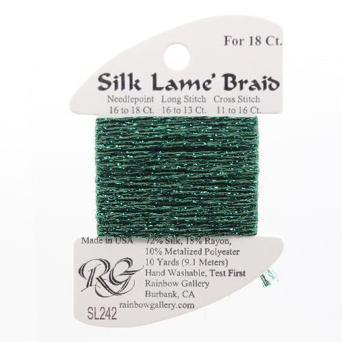 Silk Lame Braid SL242 Peacock Green - The Flying Needles