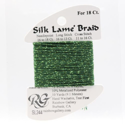 Silk Lame Braid SL244 Vineyard Green - The Flying Needles