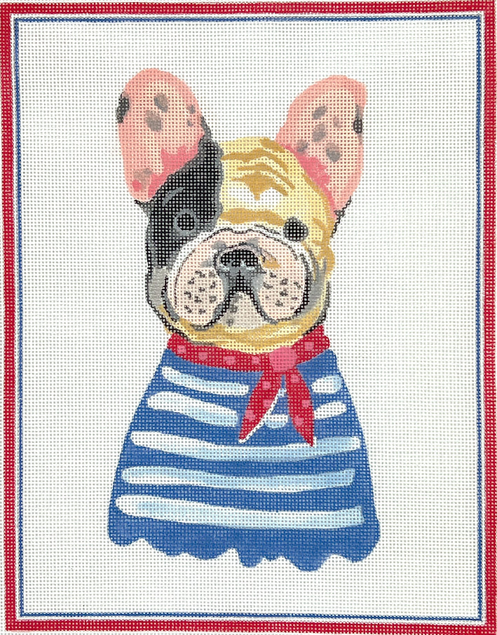 French Bulldog In Blue Striped Shirt - The Flying Needles