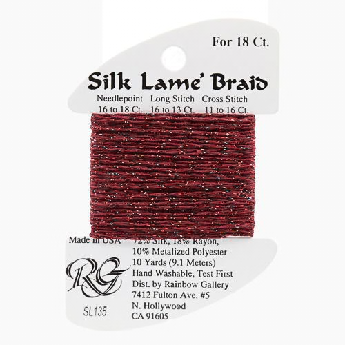 Silk Lame Braid SL135 Red Sparkle - The Flying Needles