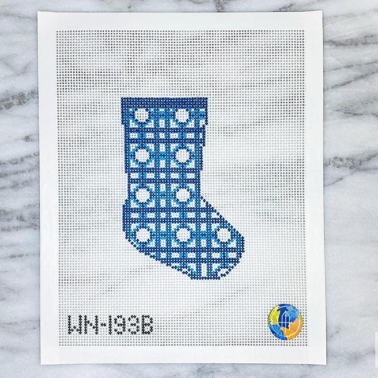 Blue Caining Mini Stocking - The Flying Needles