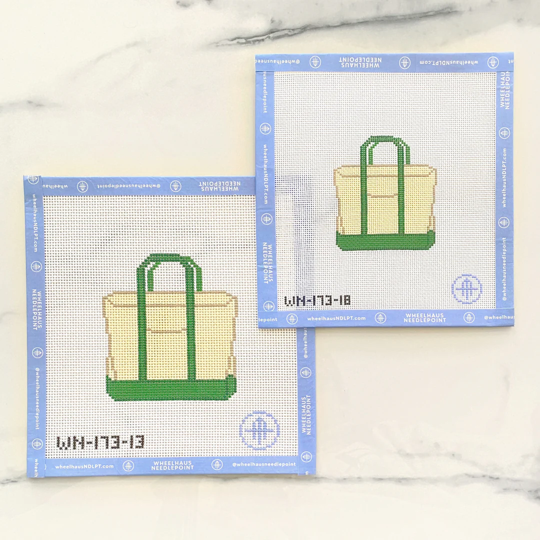 Green Canvas Boat Tote (13 mesh) - The Flying Needles