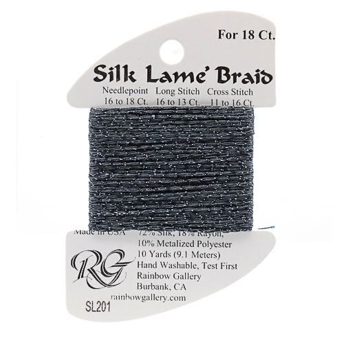 Silk Lame Braid SL201 Gunmetal - The Flying Needles