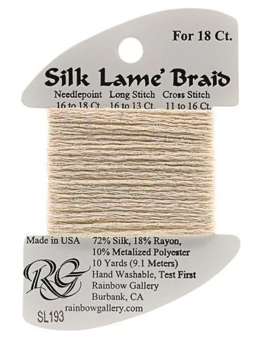 Silk Lame Braid SL193 Cream Brûlée - The Flying Needles