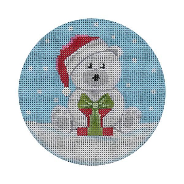 White Santa Bear w/Present