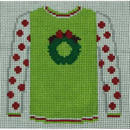 Wreath on Lime with Red Polka Dots Sweater - The Flying Needles