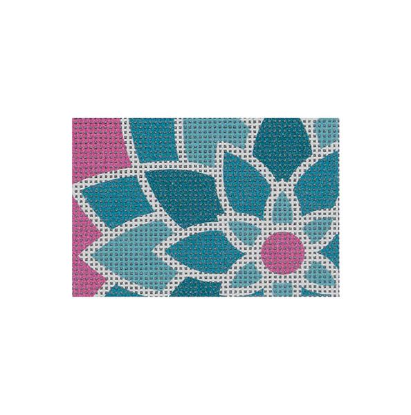 Blue/Green Graphic Flower Rectangle 
