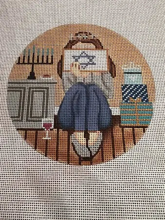 Girl Stitching Hanukkah Round - The Flying Needles