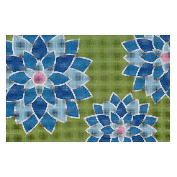 Blue Graphic Flower Clutch