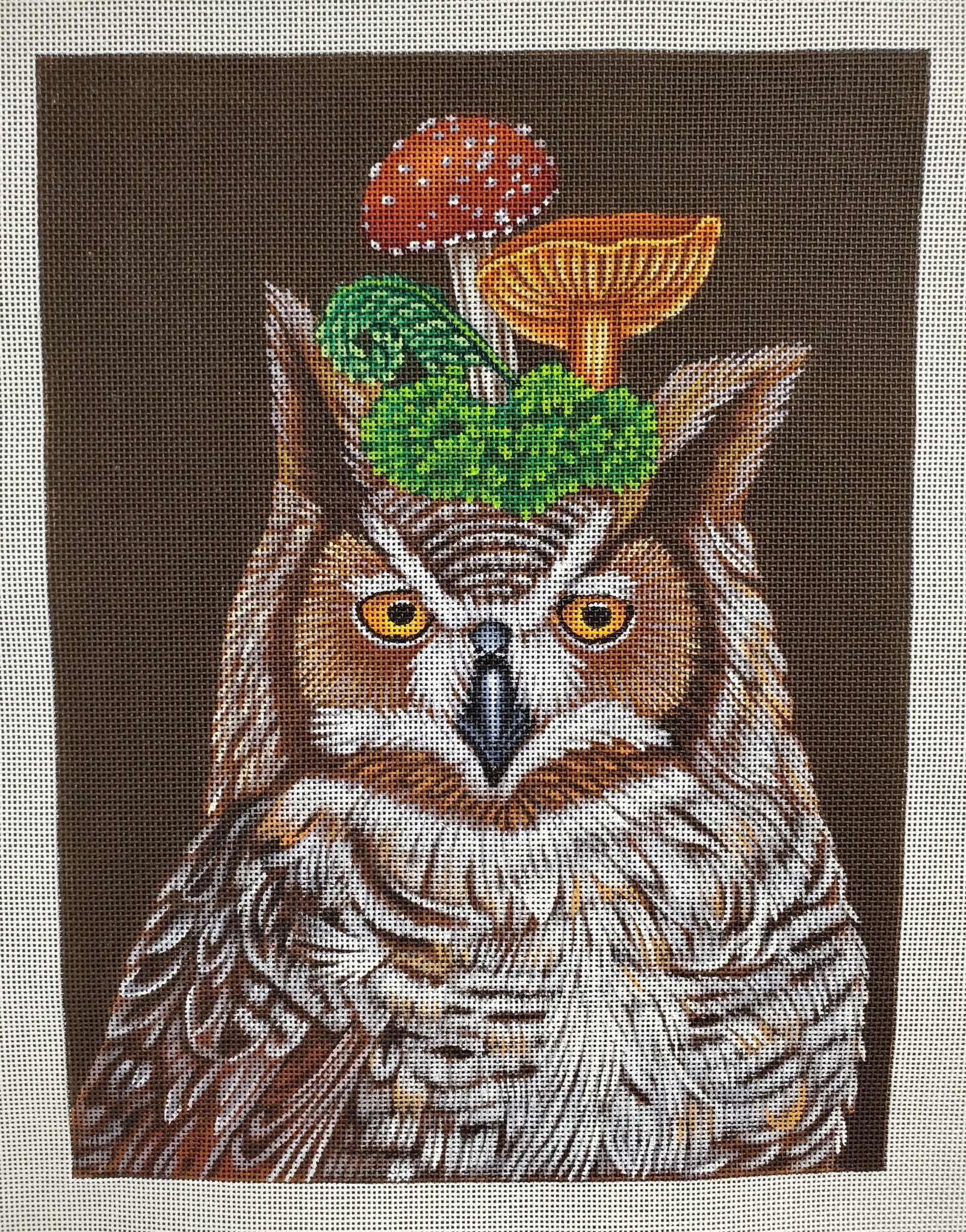 Great Horned Owl w/Mushroom - The Flying Needles