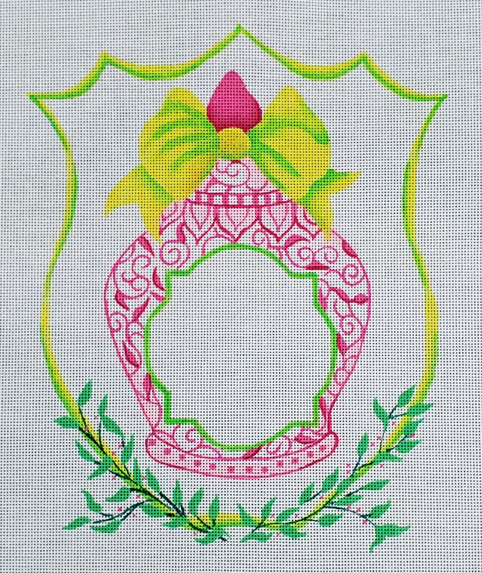 Monogram Crest Vase w/Bow - The Flying Needles