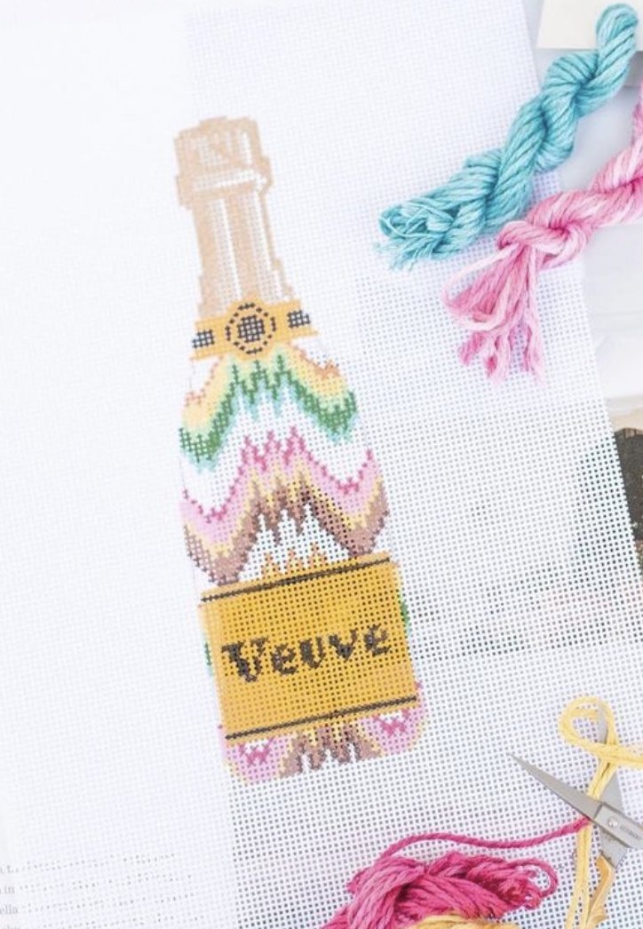 Veuve Bottle - Flame Stitch - The Flying Needles