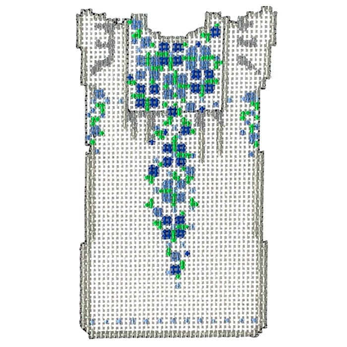 White and Blue Embroidered Shift Dress - The Flying Needles