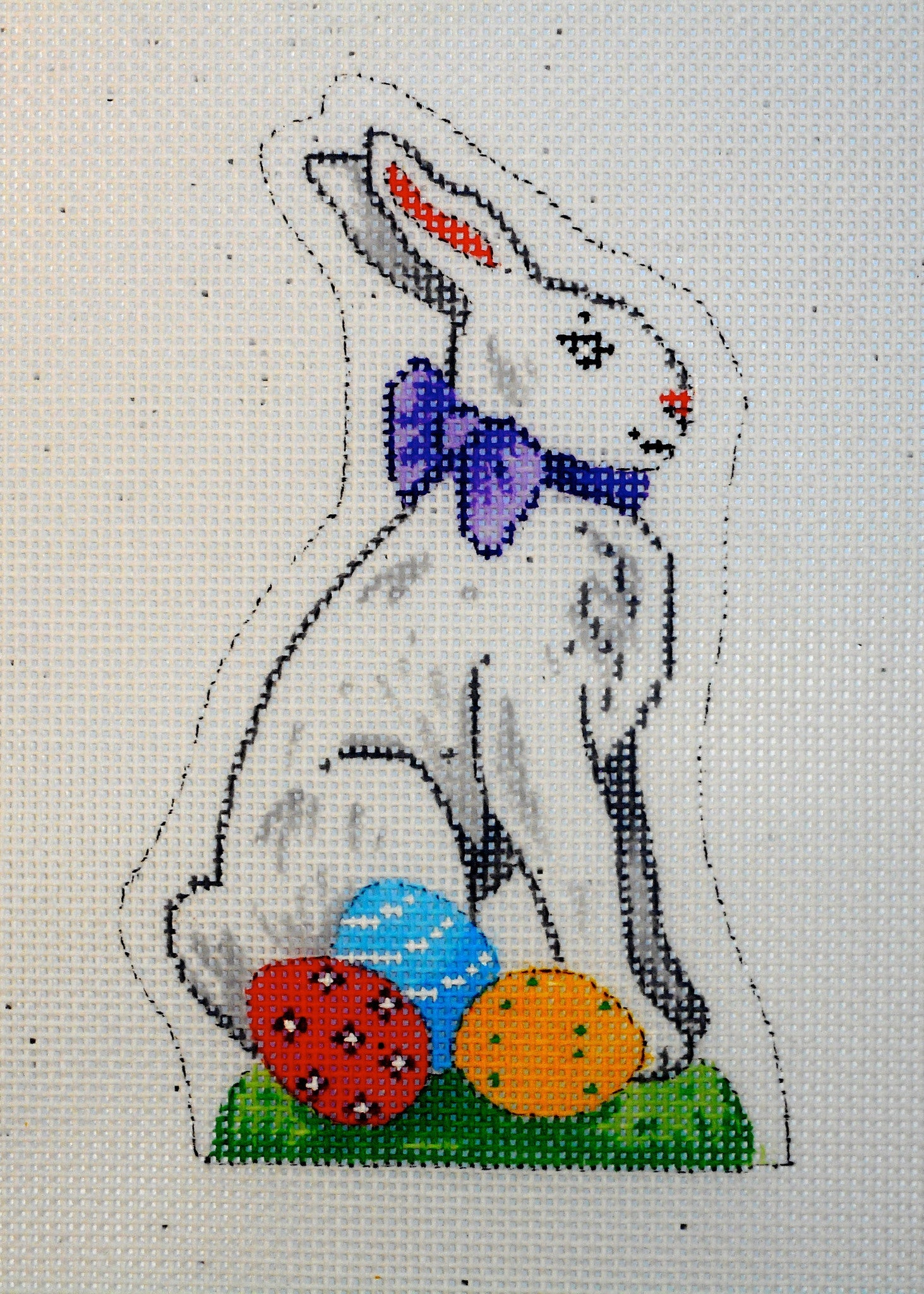 White Easter Bunny Sitting - The Flying Needles